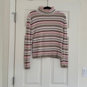 Sonoma Lifestyle Pastel Striped Turtleneck Sweater Long Sleeve